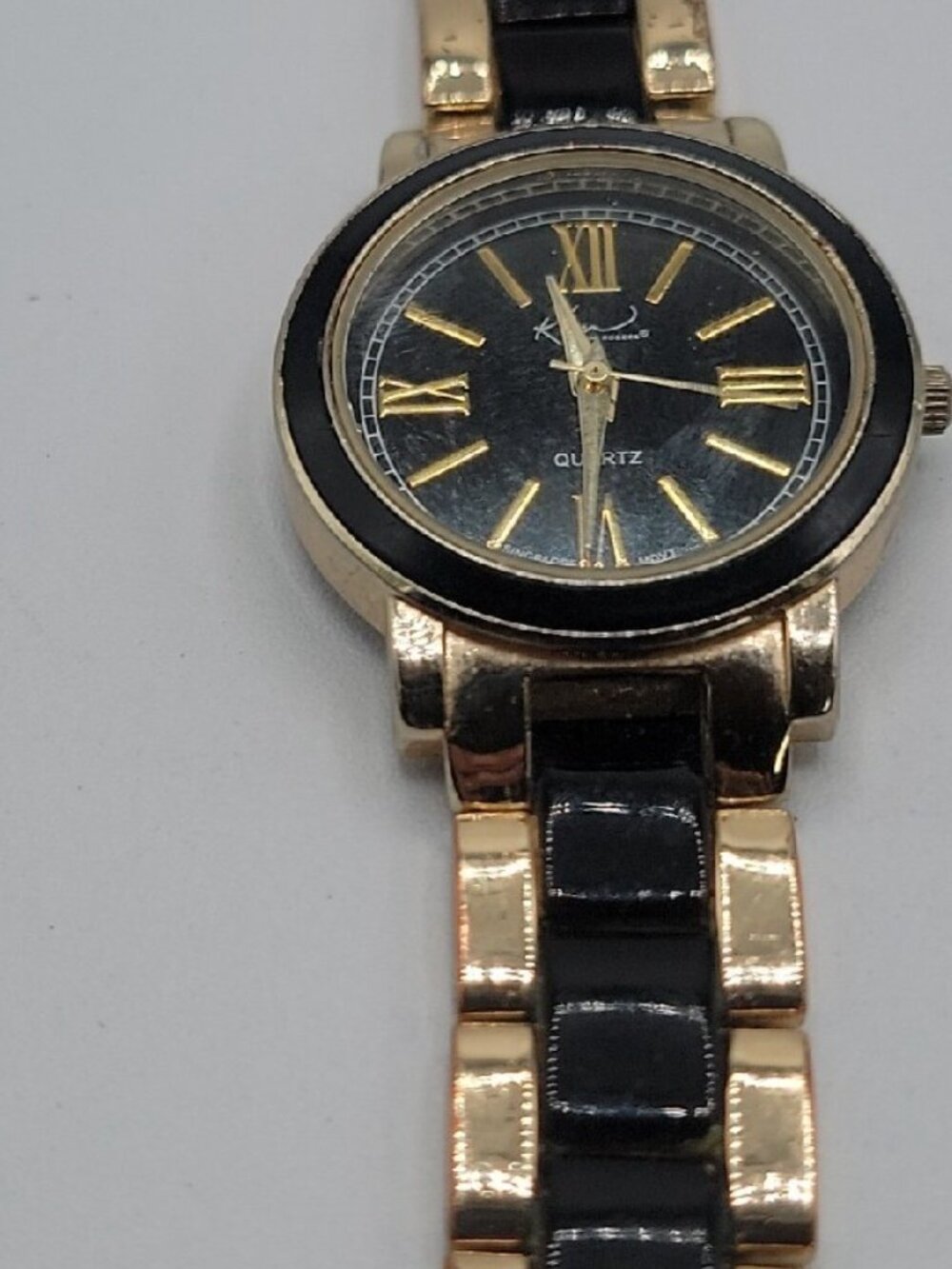 Kardashian Kollection Two-Tone Gold & Black Quartz Link Bracelet Watch - Tested - Picture 6 of 16